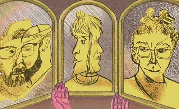 Three way mirror front a